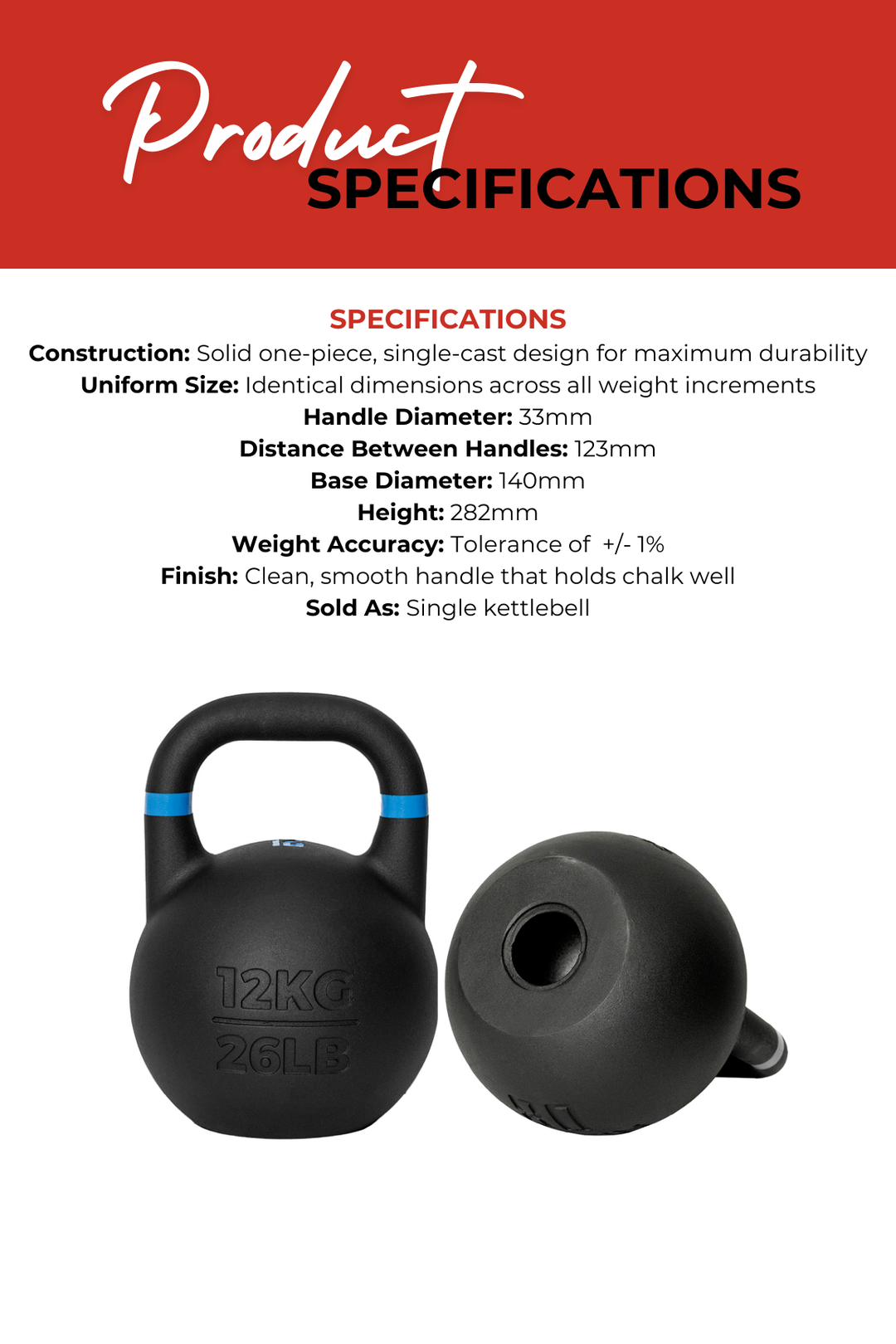Body Iron Rising Pro Grade Competition Kettlebell 12kg