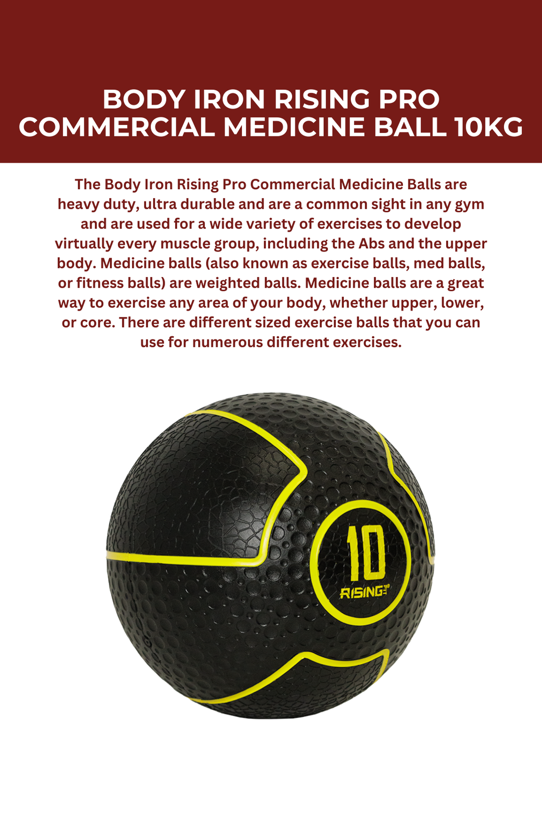 Body Iron Rising Pro Commercial Medicine Ball 10KG