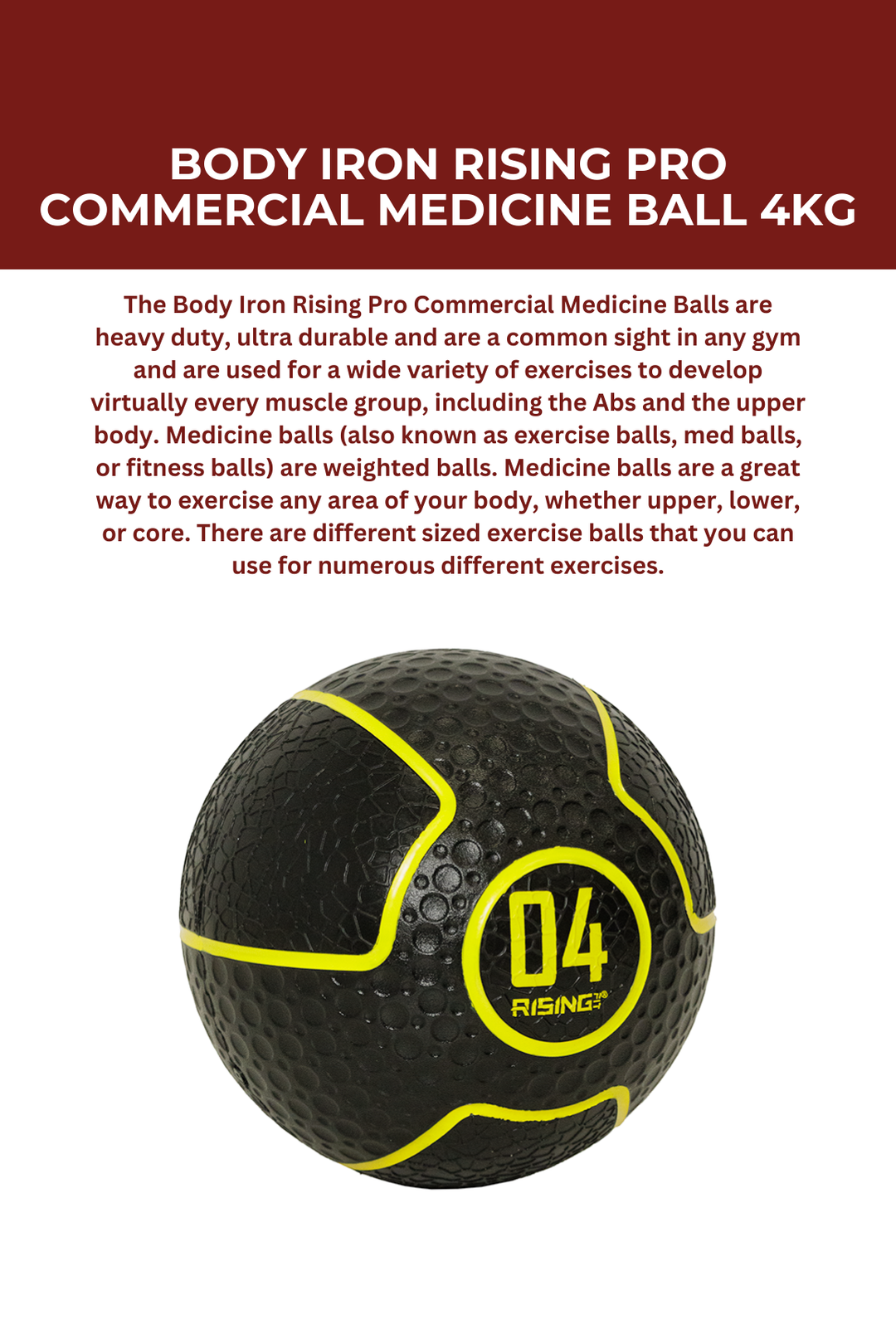 Body Iron Rising Pro Commercial Medicine Ball 4KG