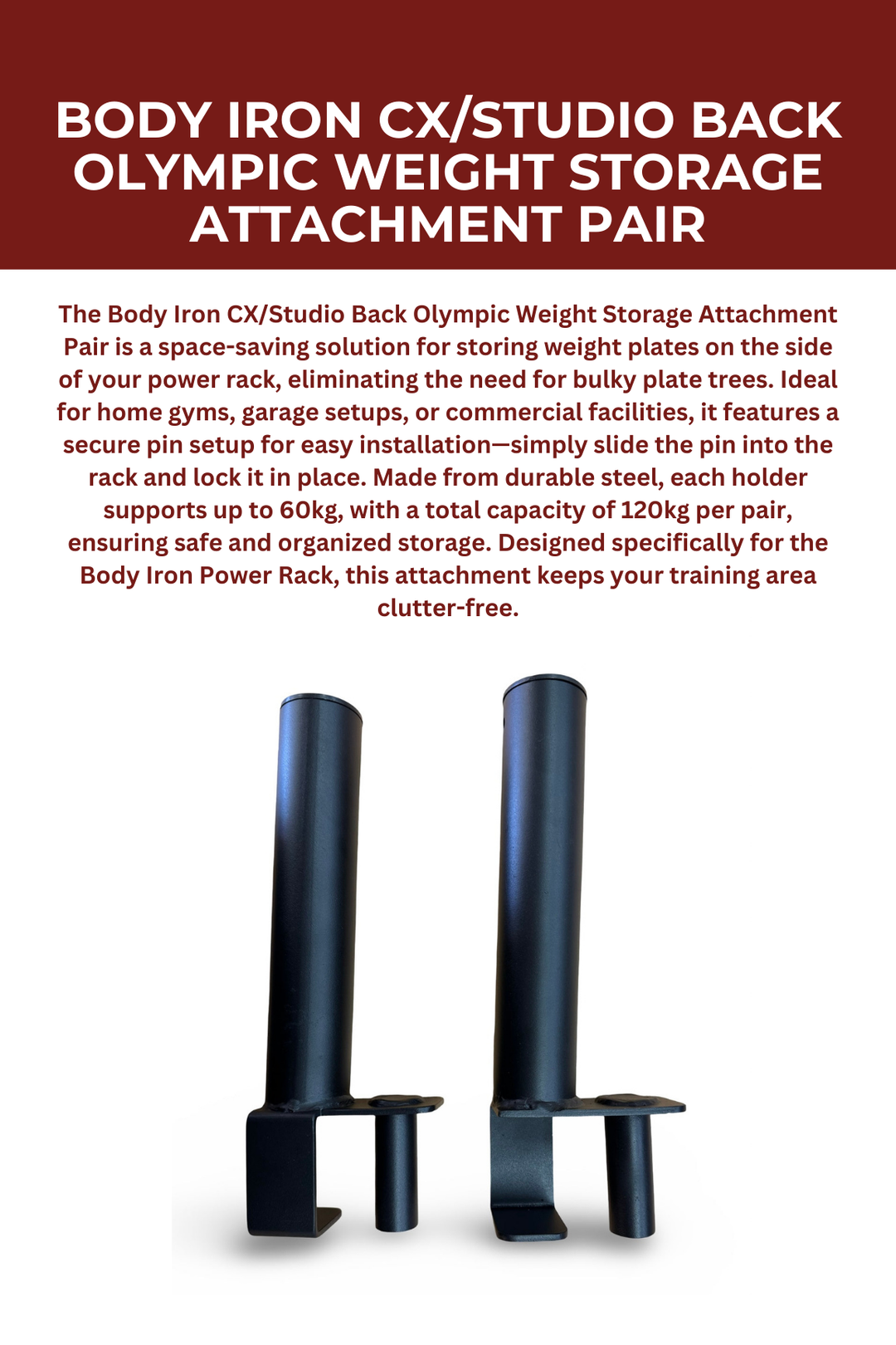 Body Iron CX/Studio Back Olympic Weight Storage Attachment Pair