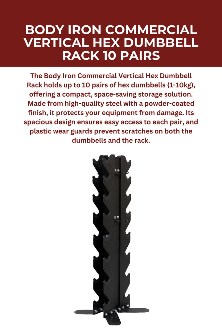 Body Iron Commercial Vertical Hex Dumbbell Rack 10 Pairs