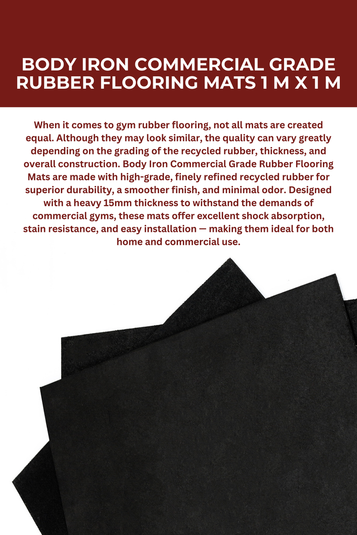 Body Iron Commercial Grade Rubber Flooring Mats 1 m x 1 m  (2 Qty)