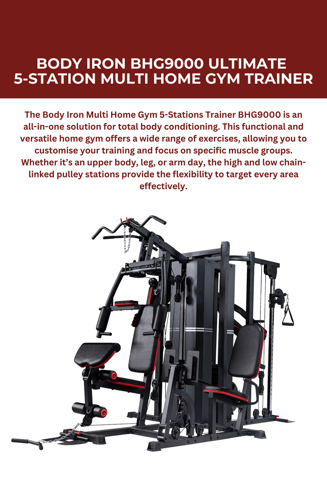 เครื่องออกกำลังกายในบ้าน Body Iron BHG9000 Ultimate 5-Station Multi-Home Gym Trainer