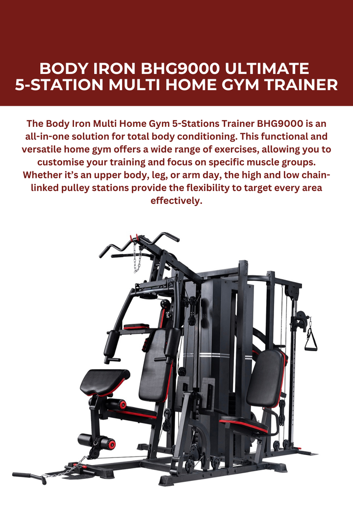 เครื่องออกกำลังกายในบ้าน Body Iron BHG9000 Ultimate 5-Station Multi-Home Gym Trainer