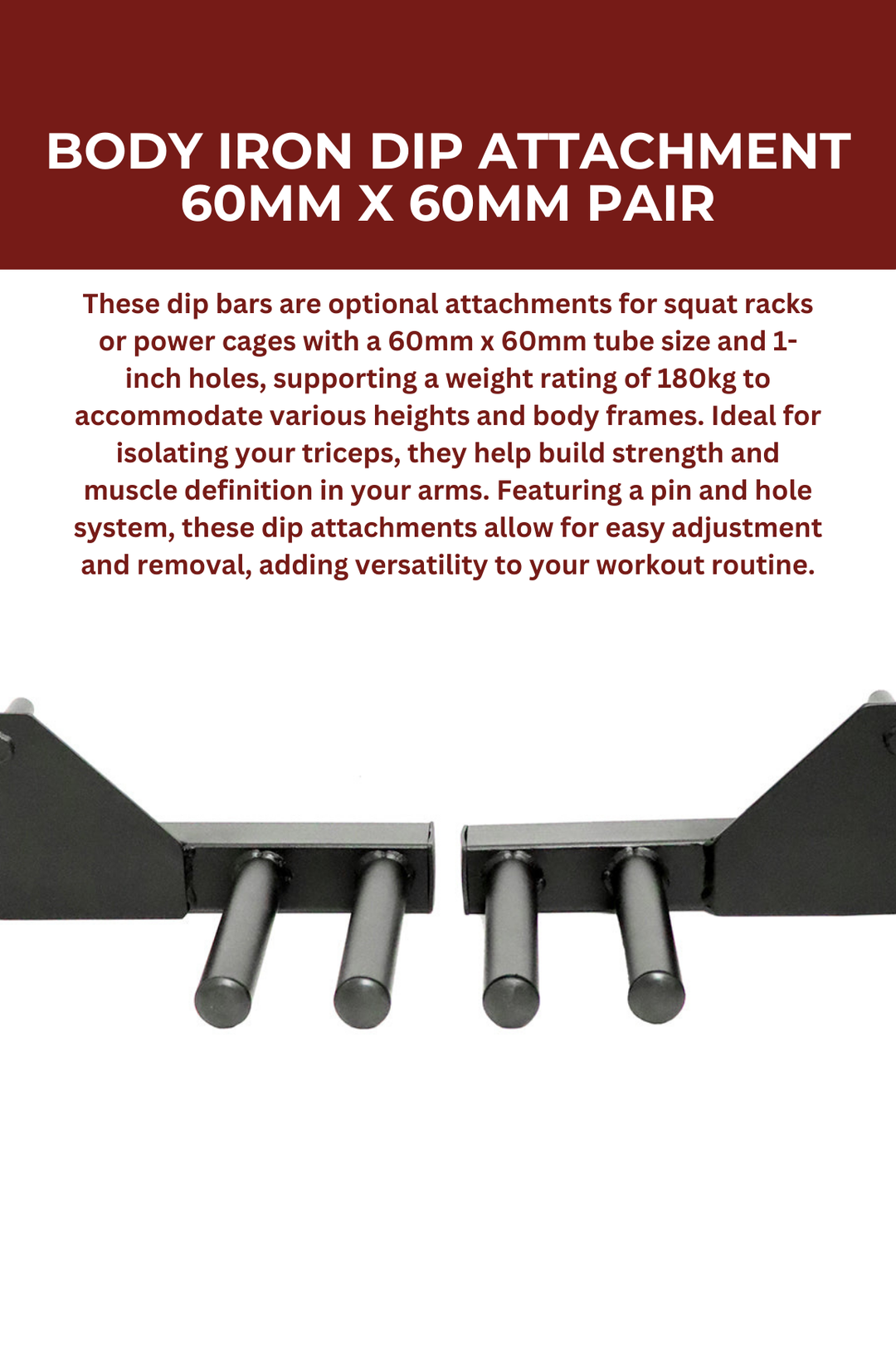 Body Iron Dip Attachment 60mm X 60mm Pair