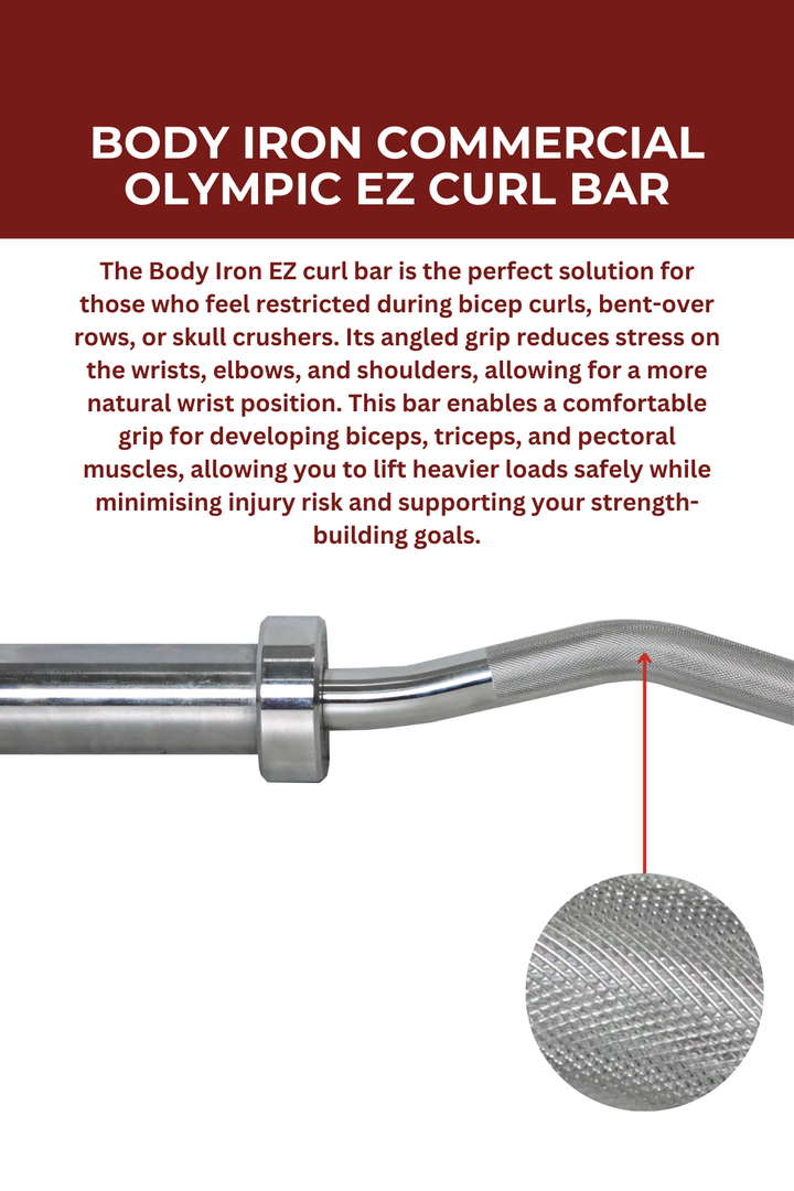 Body Iron Commercial Olympic Ez Curl Bar