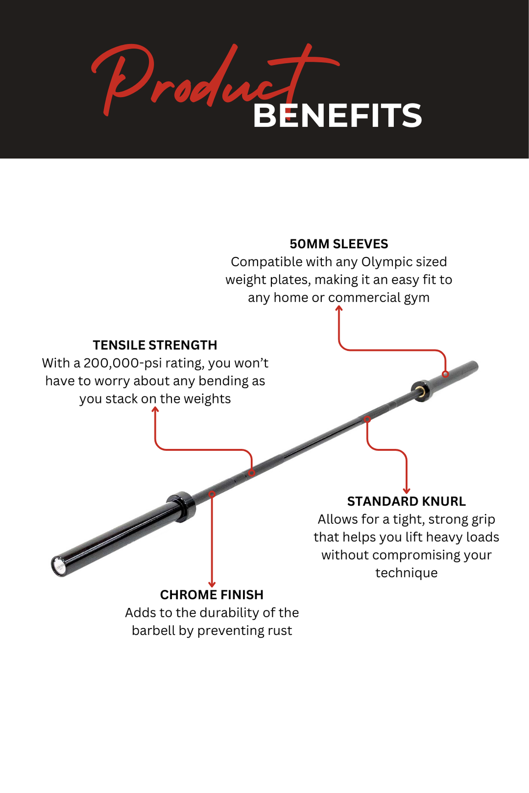 Body Iron 7ft Titan Commercial Olympic Barbell Rated 1500lbs