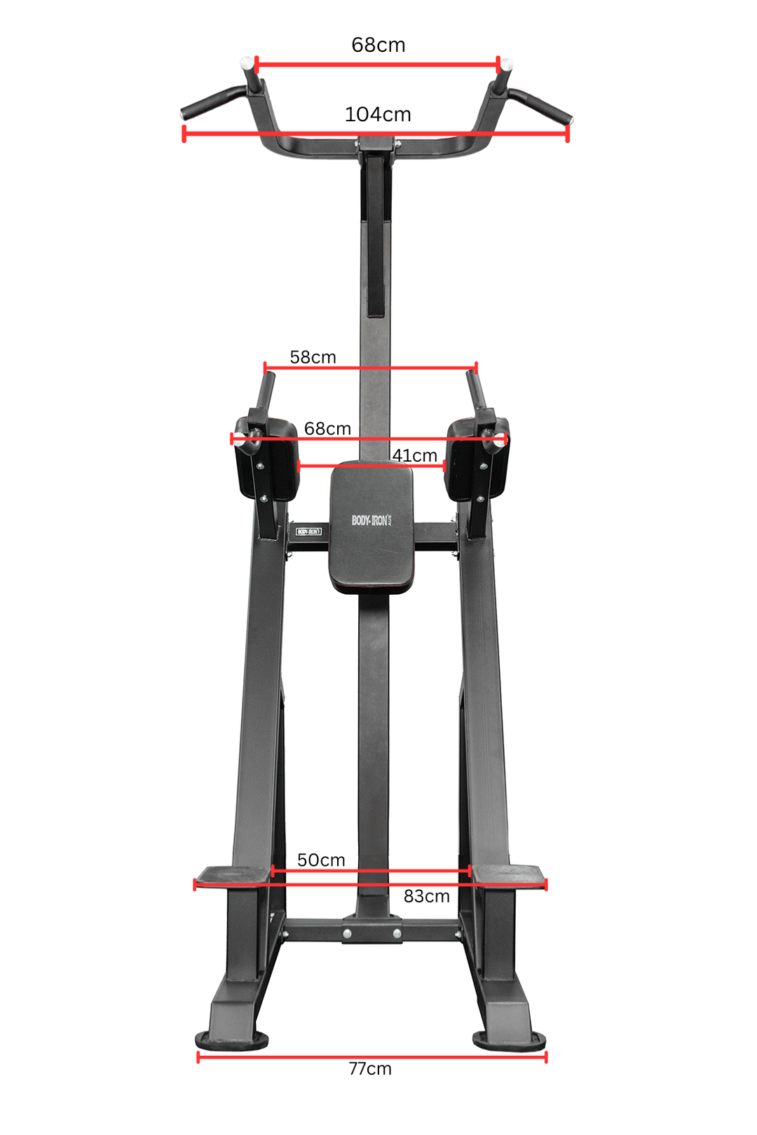 Body Iron Commercial Vertical Knee Raise / Dip / Pull Up Power Tower