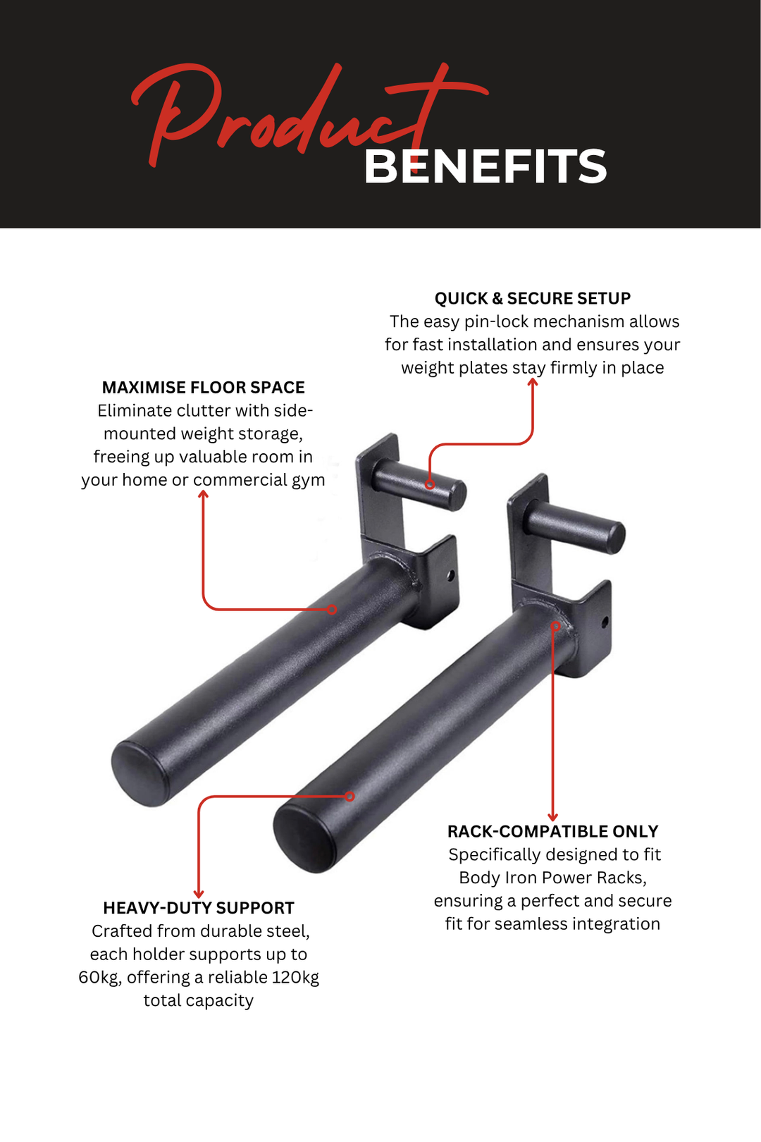 Body Iron CX Side Olympic Weight Storage Attachment Pair