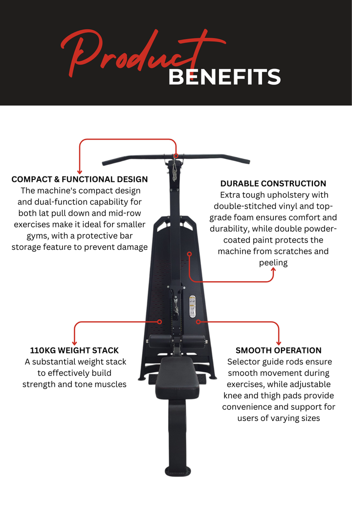 Body Iron Commercial Pro Elite Lat Pull Down / Low Row Machine