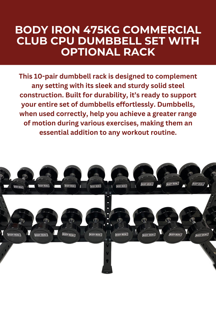 Body Iron 475kg Commercial Club CPU Dumbbell Set with Optional Rack