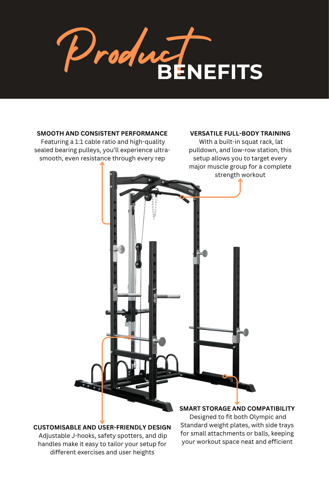 Body Iron SRL995 Squat Rack with Lat Pulldown & Seated Row