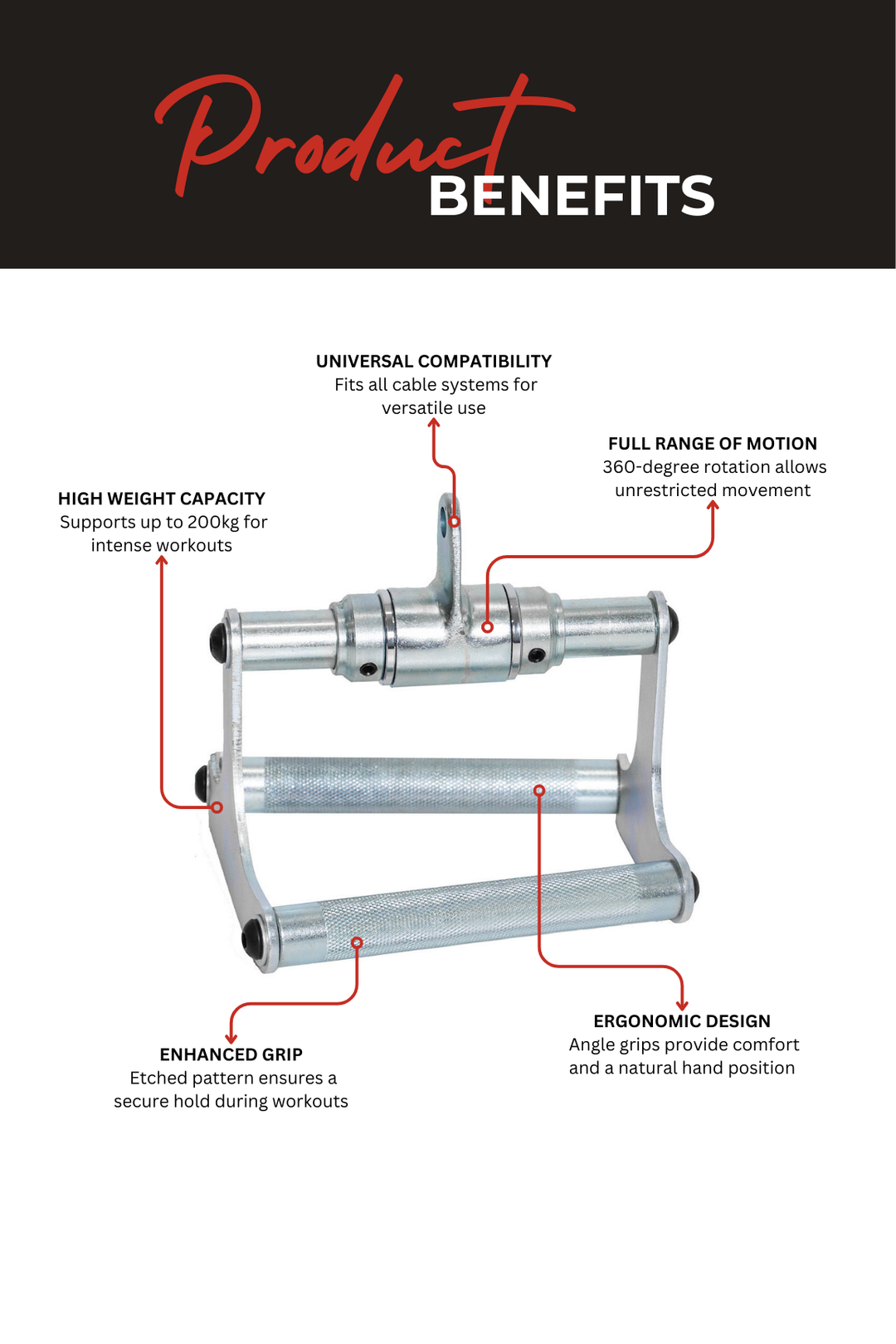 Body Iron Pro Commercial Seated Row Cable Attachment