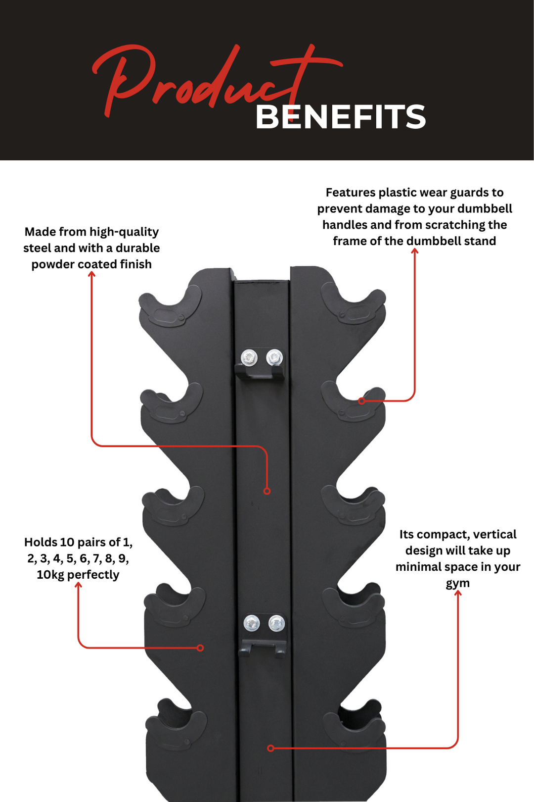 Body Iron Commercial Vertical Hex Dumbbell Rack 10 Pairs