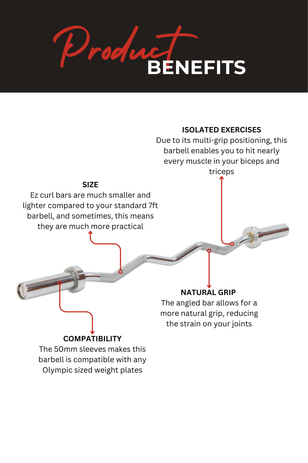 Body Iron Commercial Olympic Ez Curl Bar