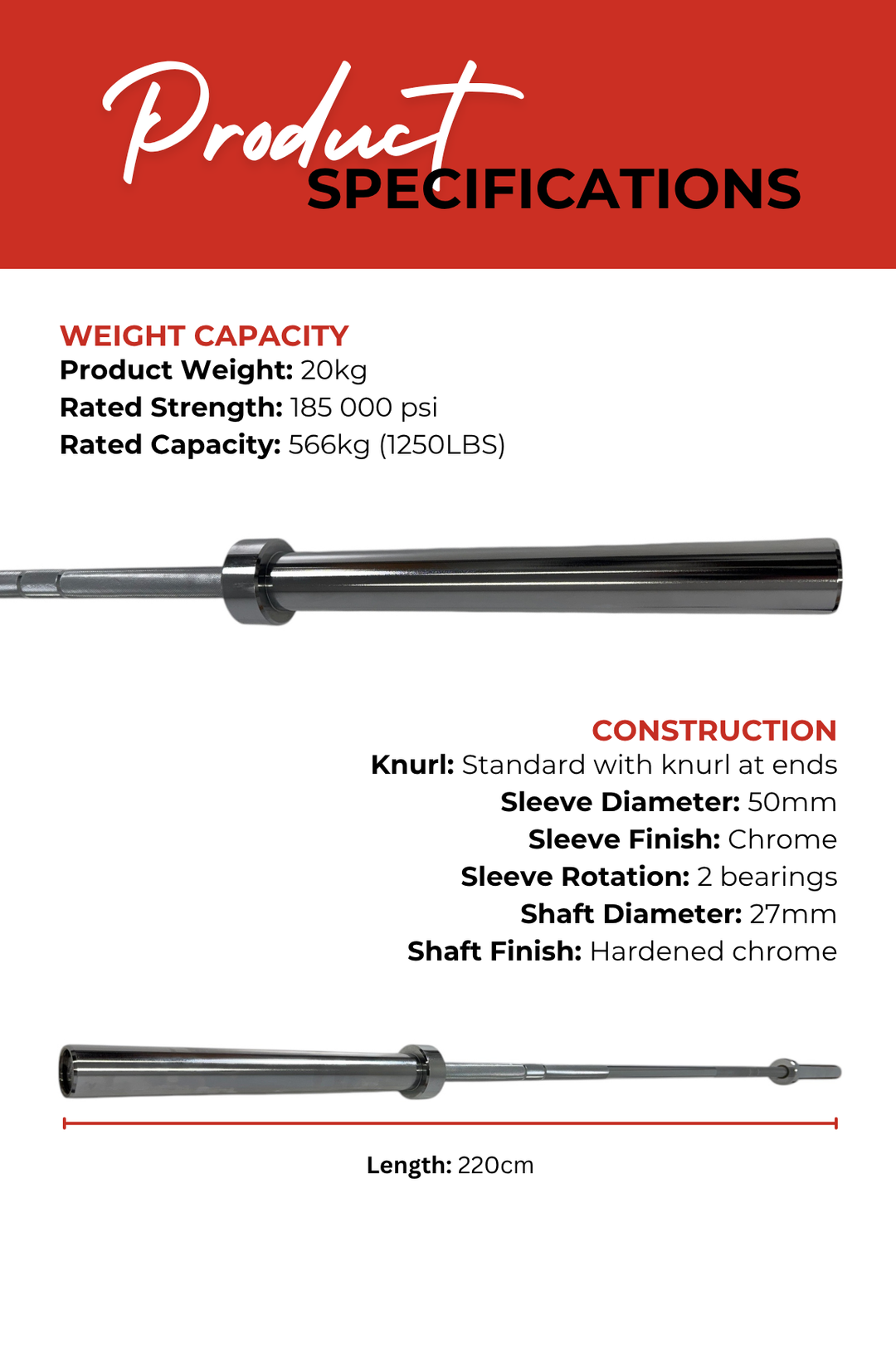 Body Iron 7ft Bronze Commercial Olympic Barbell