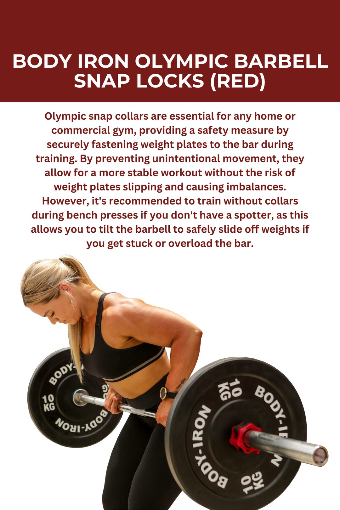 Body Iron Olympic Barbell Snap Locks (Red)