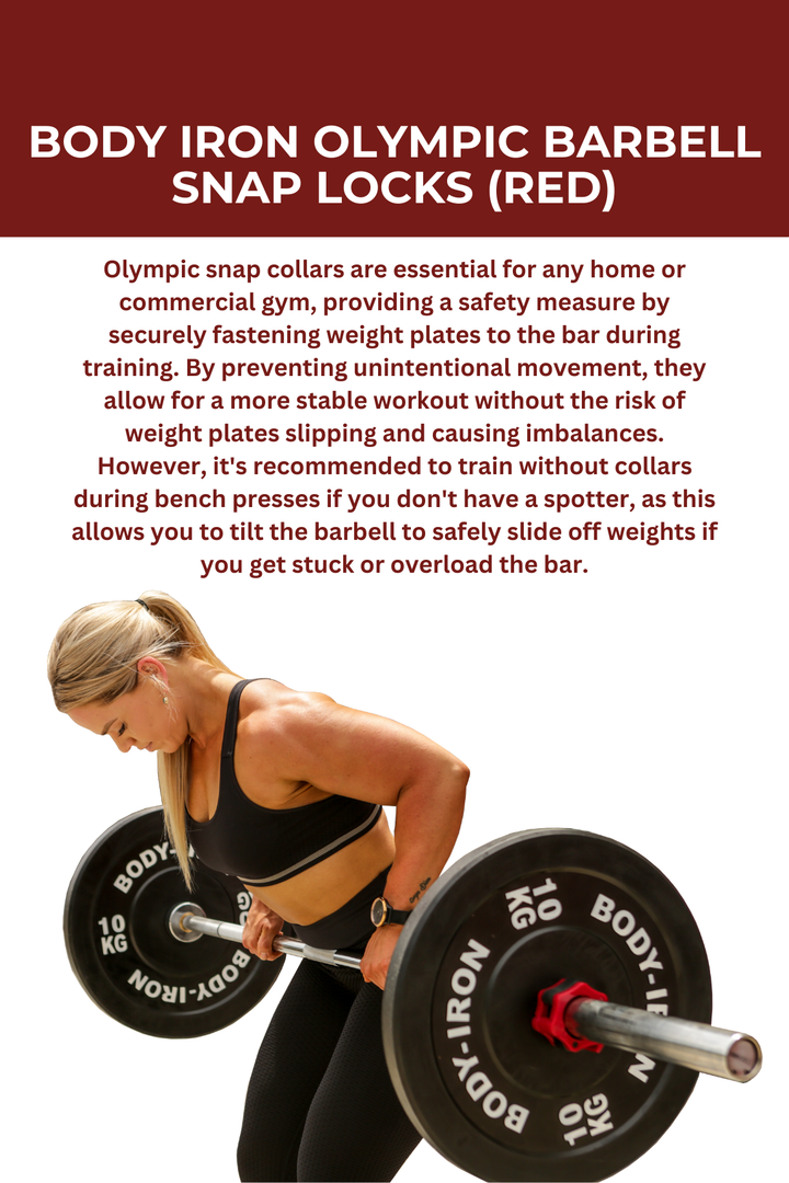 Body Iron Olympic Barbell Snap Locks (Red)