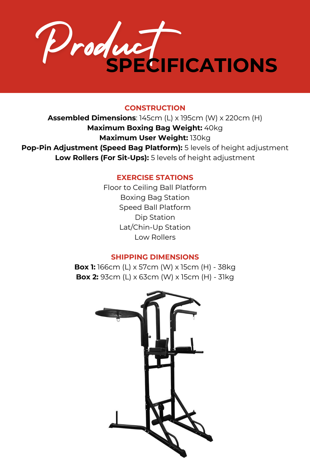 Body Iron All in One Boxing Stand & Power Tower