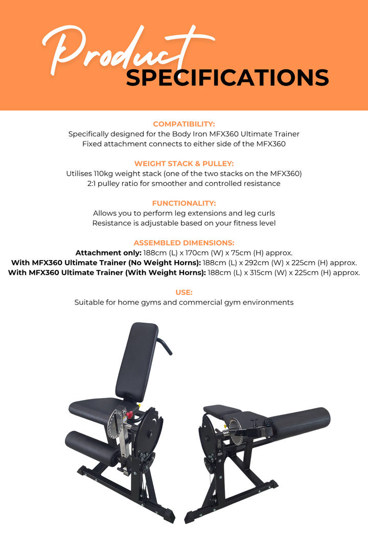 Body Iron MFX360 Leg Extension Curl Attachment