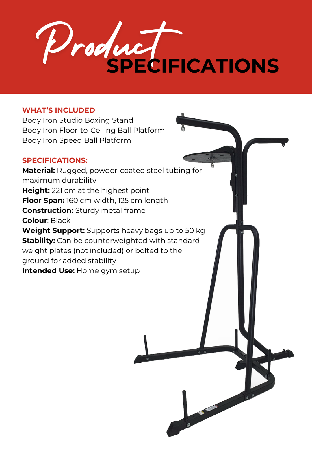 Body Iron Studio 3 Station Boxing Stand