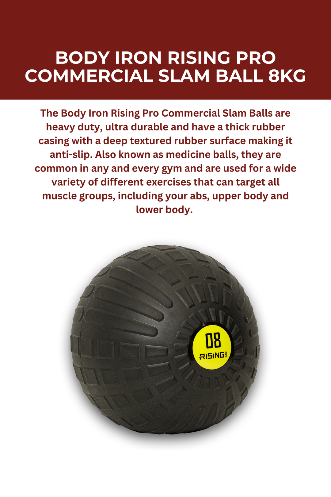 Body Iron Rising Pro Commercial Slam Ball 8kg