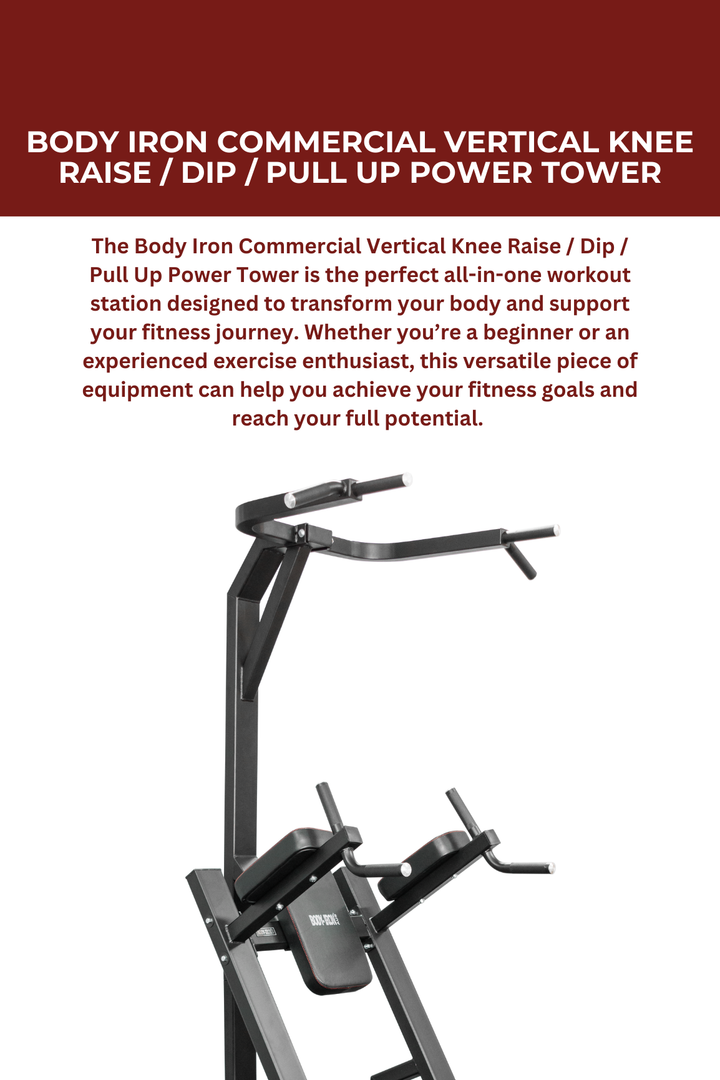 Body Iron Commercial Vertical Knee Raise / Dip / Pull Up Power Tower