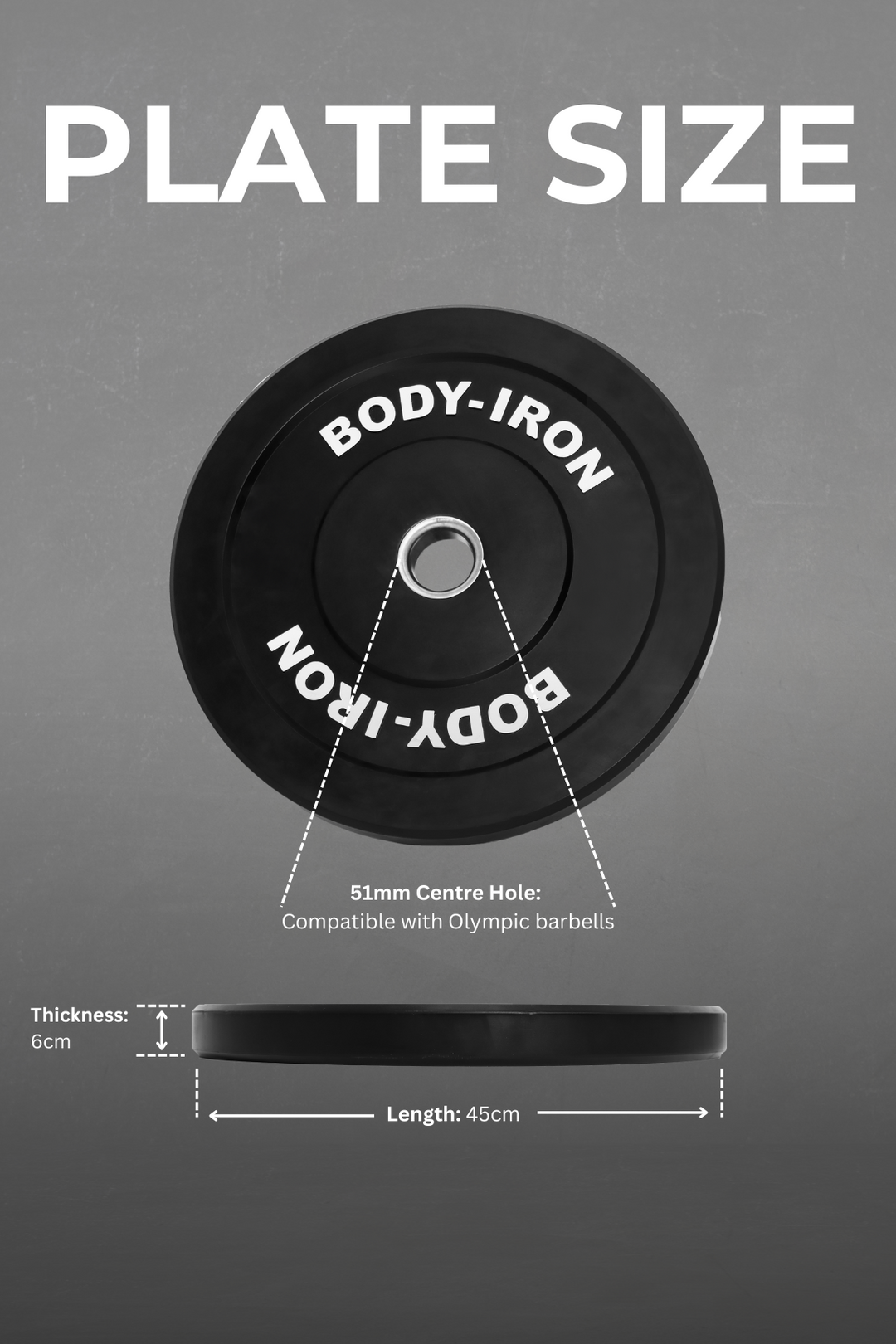 Body Iron 15kg Pro Bumper Plate Black Pair