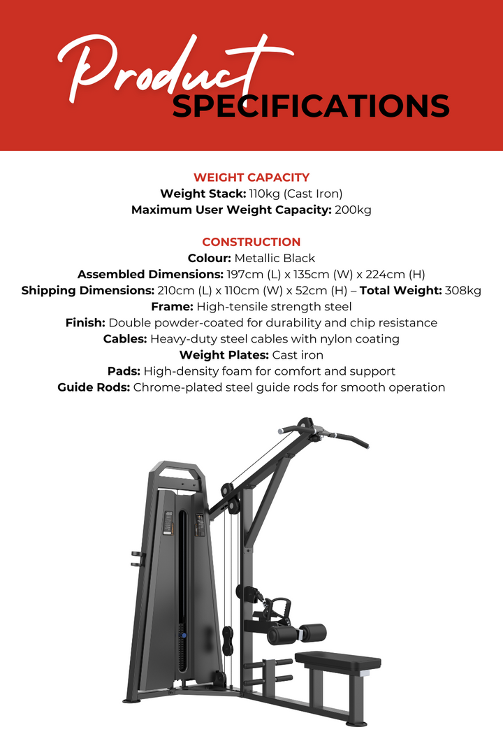 Body Iron Commercial Pro Lat Pull Down / Low Row Machine