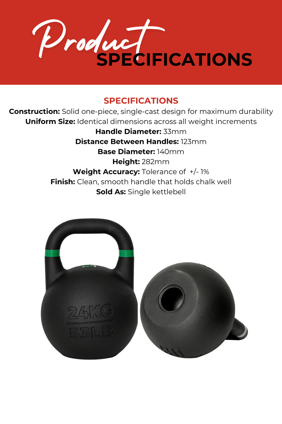Body Iron Rising Pro Grade Competition Kettlebell 24kg
