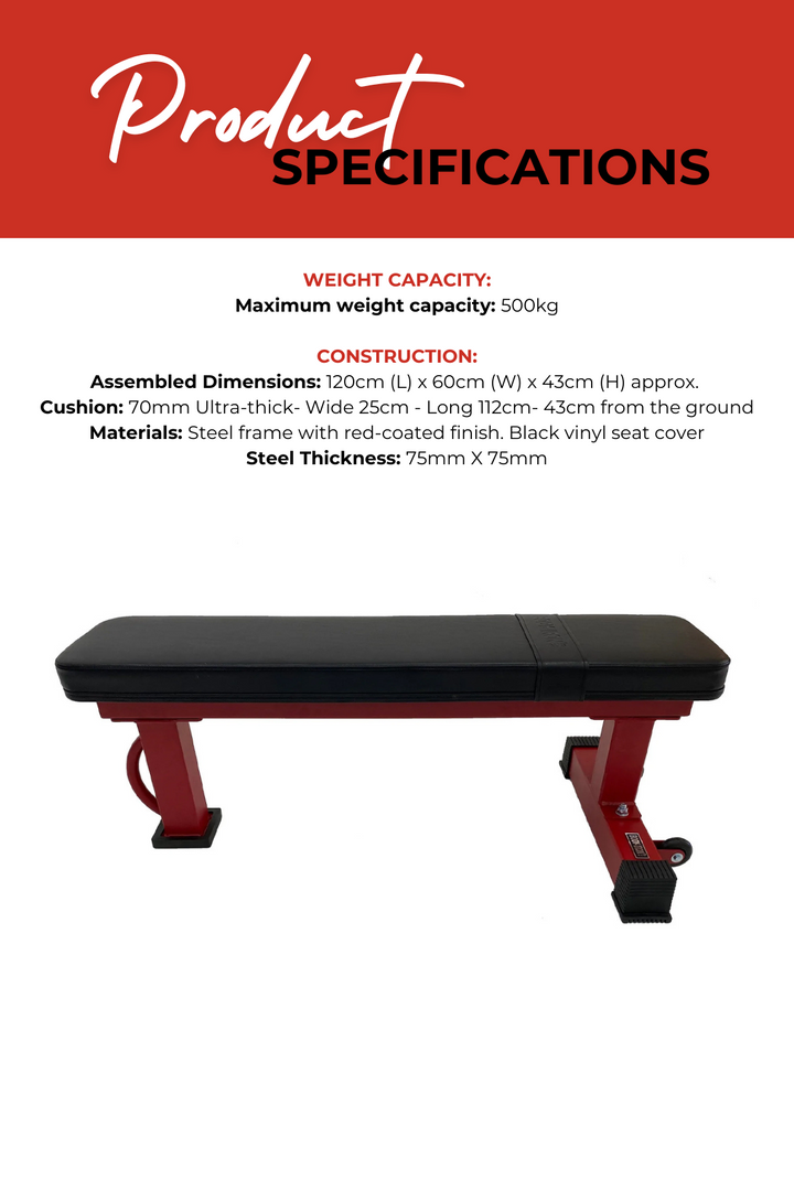 Body Iron Commercial Flat Bench Red Frame