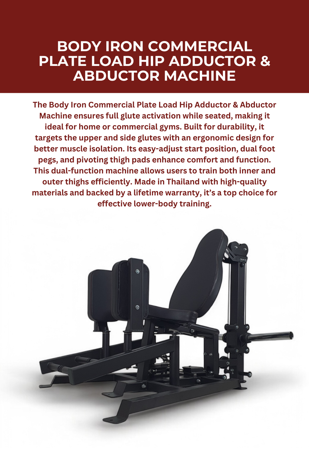 Body Iron Commercial Plate Load Hip Adductor & Abductor Machine