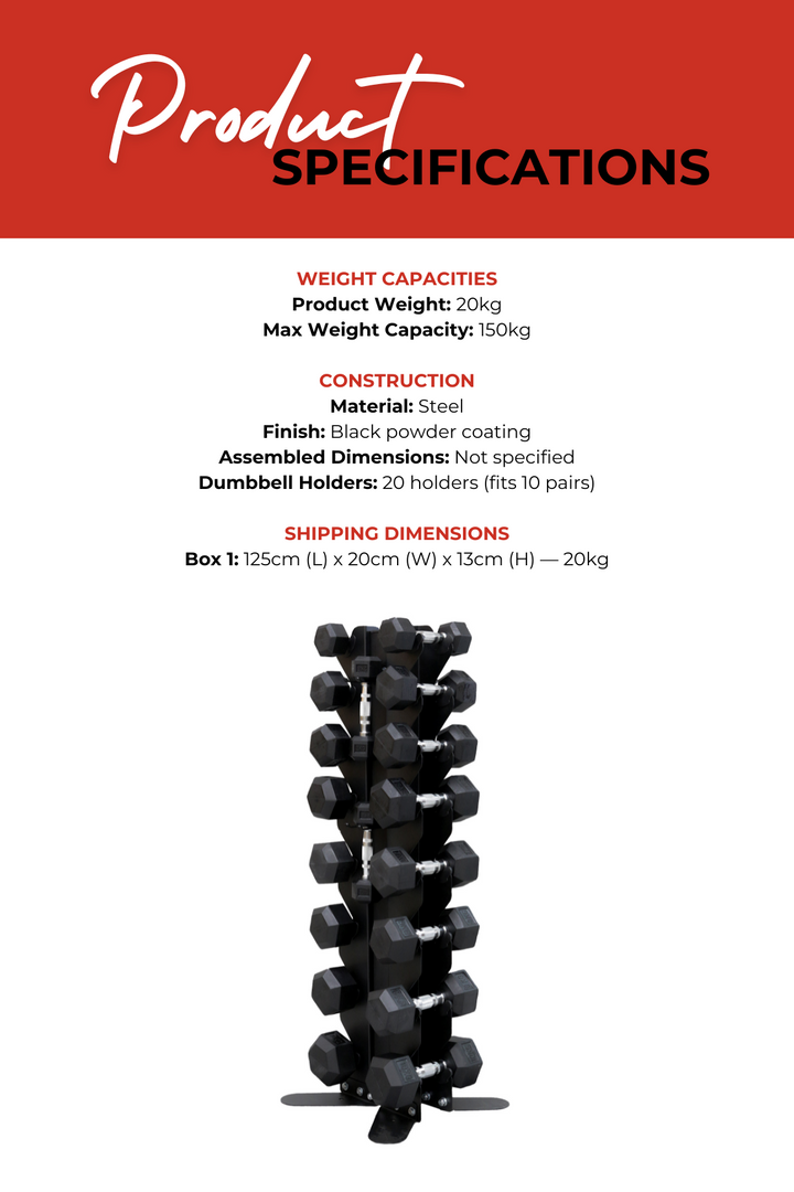 Body Iron Commercial Vertical Hex Dumbbell Rack 10 Pairs