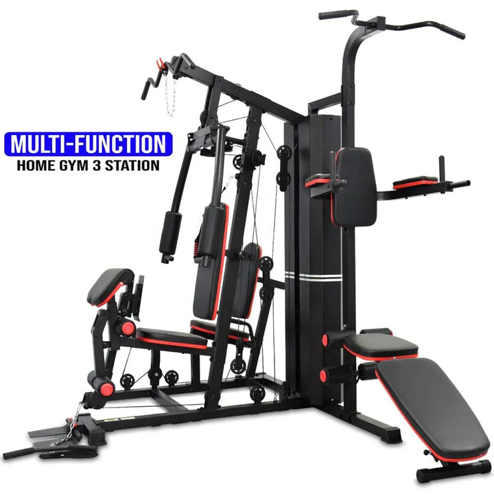 Body Iron Multi Station Home Gym With Leg Press BHG7000 + Power Tower + Ab Bench