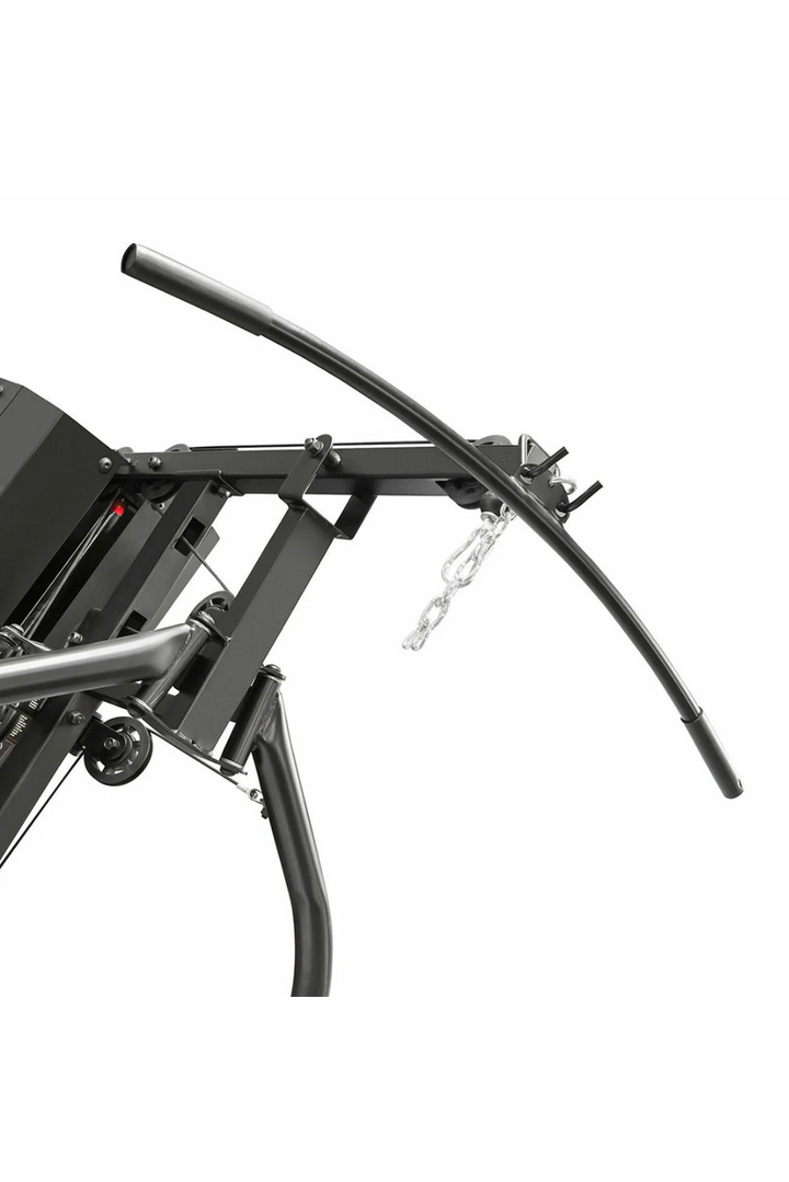 Lat pull down bar on multi station home gym