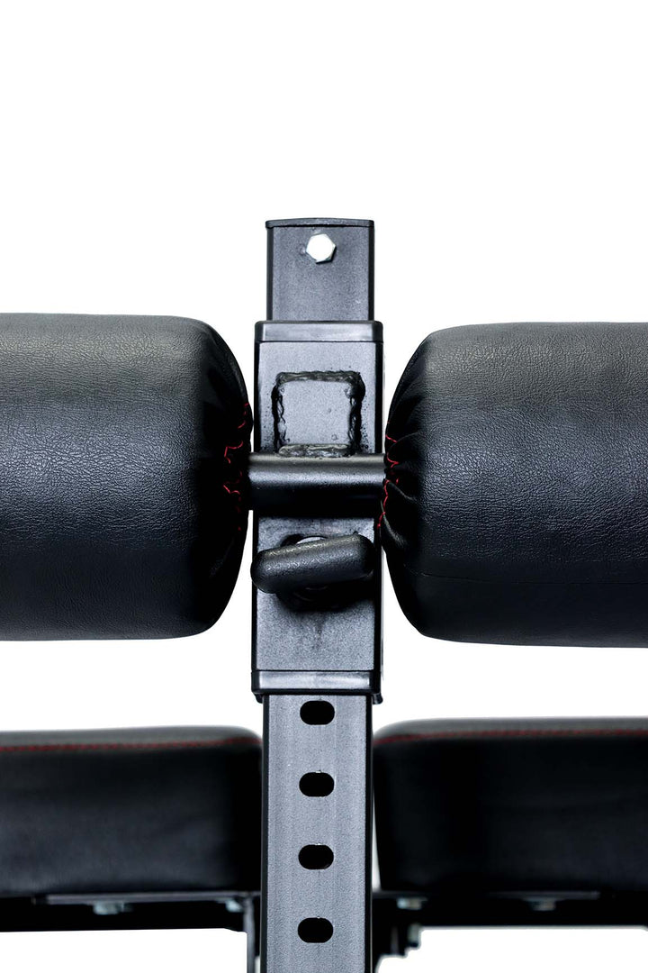 Close up of adjustment feature for leg pads